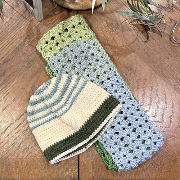 Undefined Accessories - Handcrafted Green and Blue Crochet Scarf